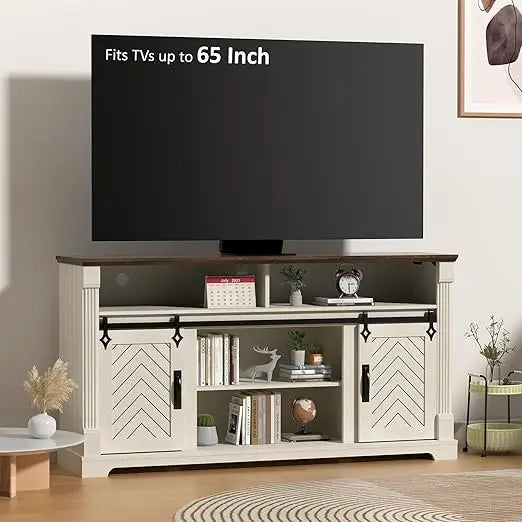 Rustic Fireplace TV Stand With Led Lights Farmhouse Entertainment Center