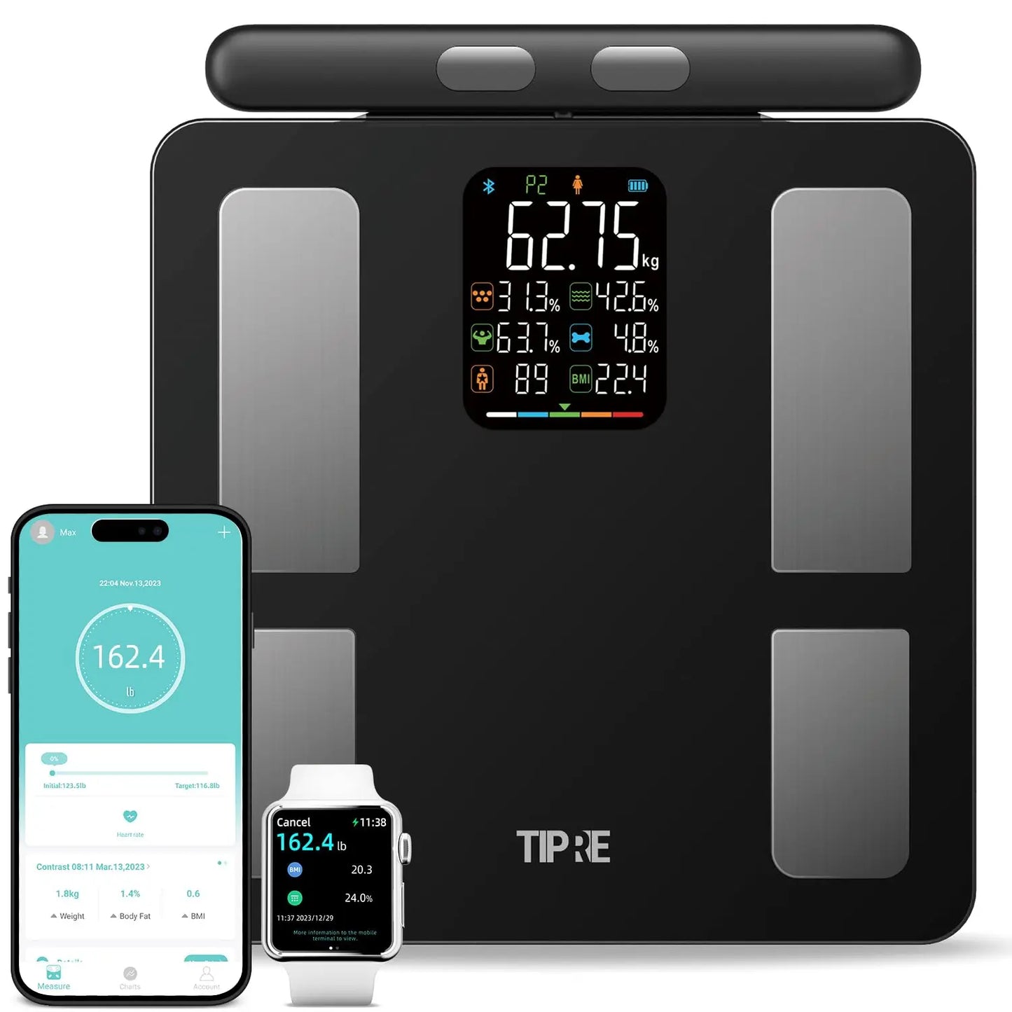 Eight-Electrode Smart Body Scale With Full Body Composition Analysis Bluetooth