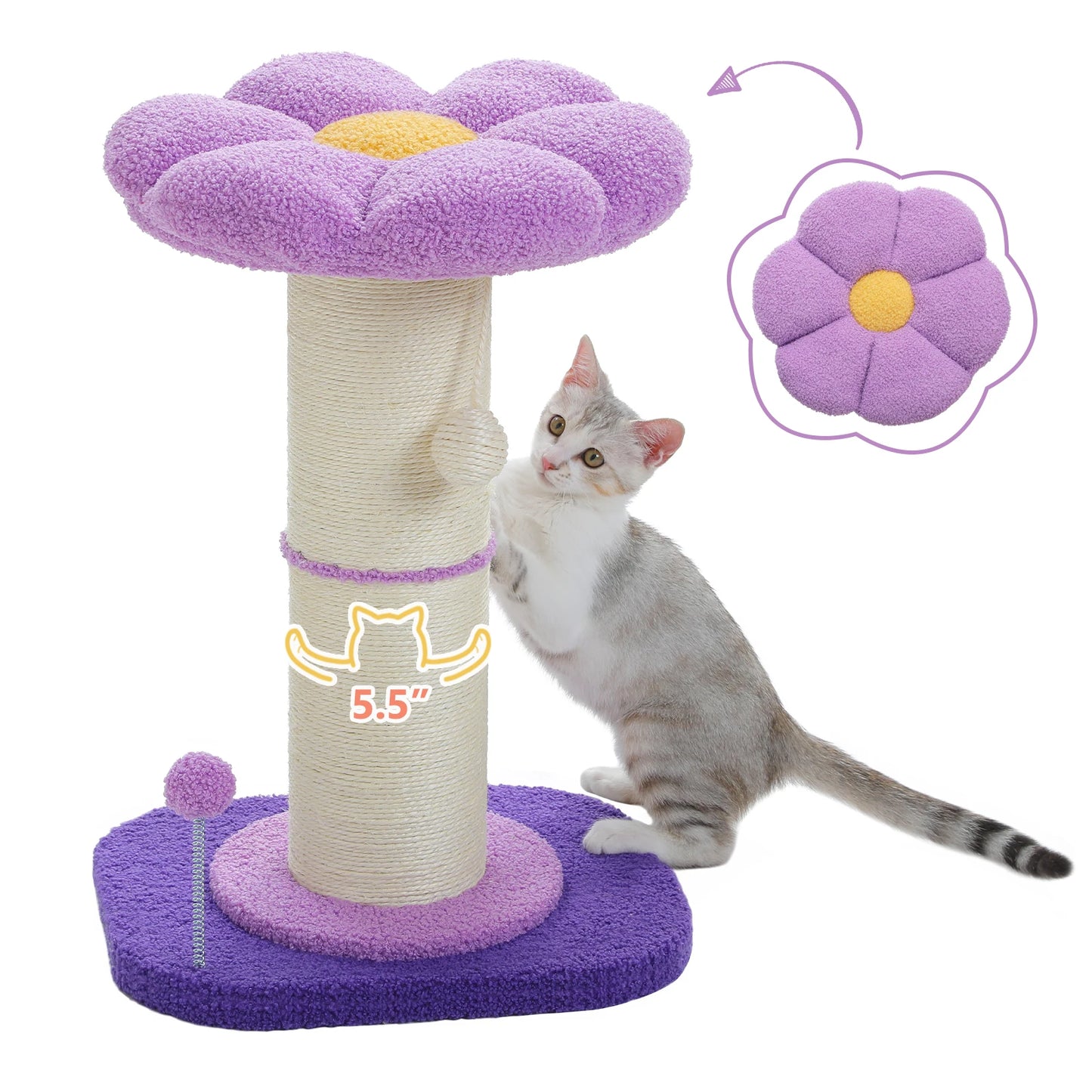 PAWZ Road Flower Small Cat Tree Scratching Post Natural Sisal