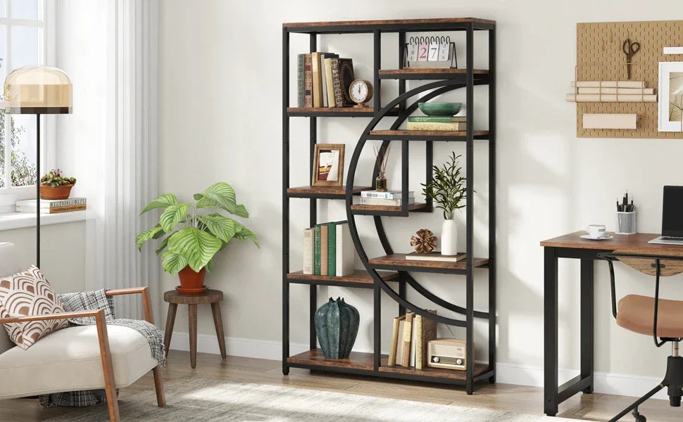 Tribesigns Industrial Etagere Bookshelf Freestanding Tall Display Shelf