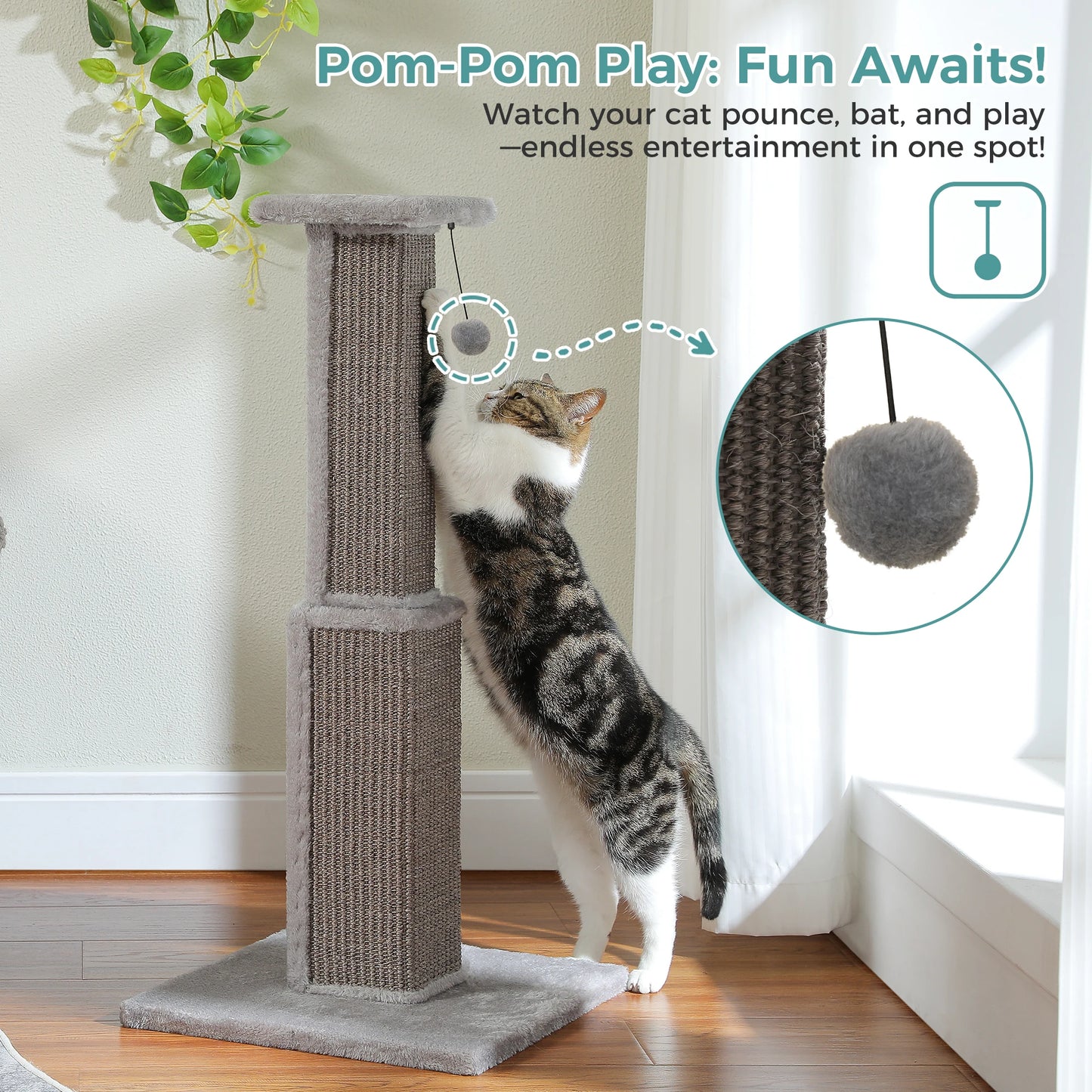 PAWZ Road Large Cat Scratching Post For Indoor Cats Sisal