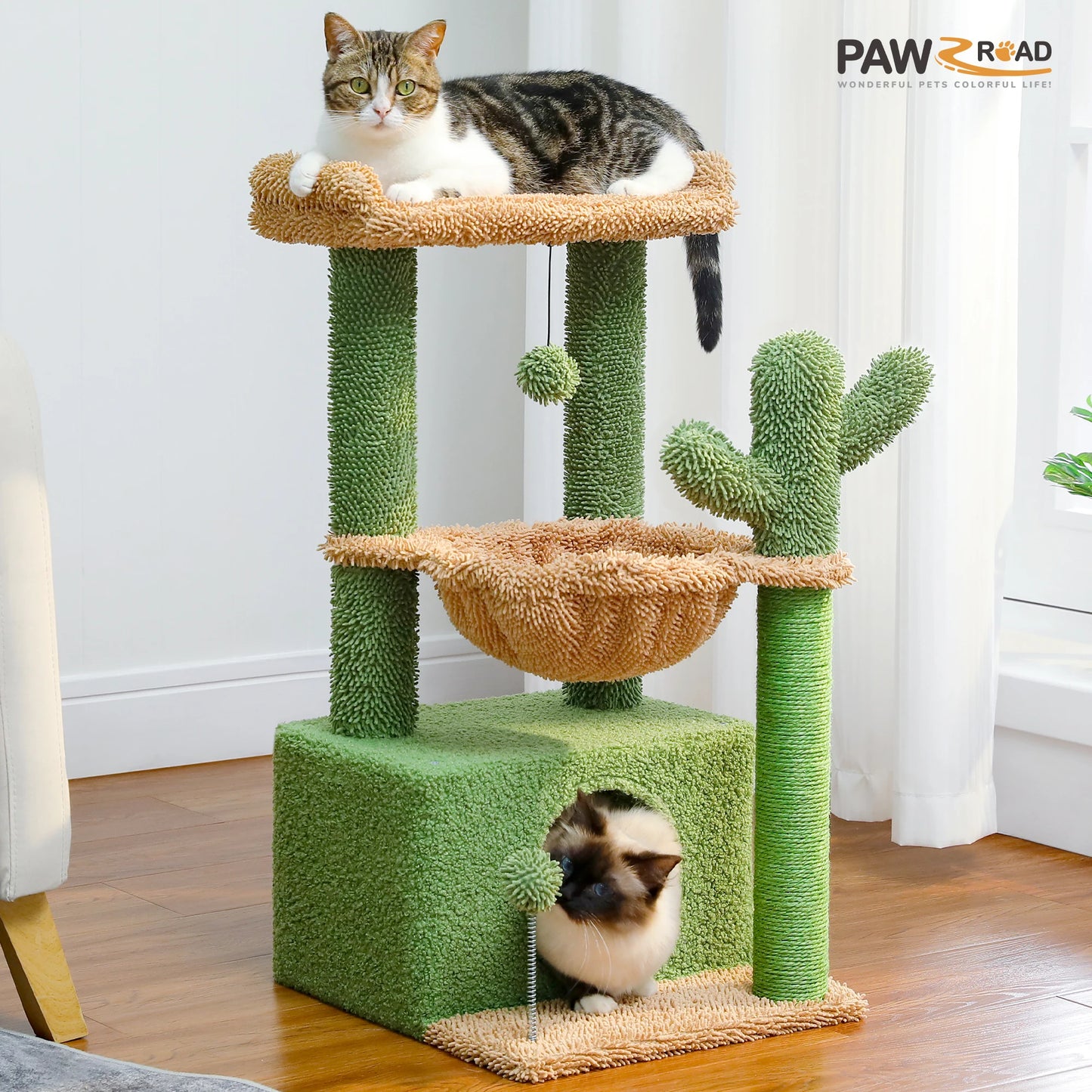PAWZ Road 4-In-1 Cat Tree With Condo And Cozy Perch