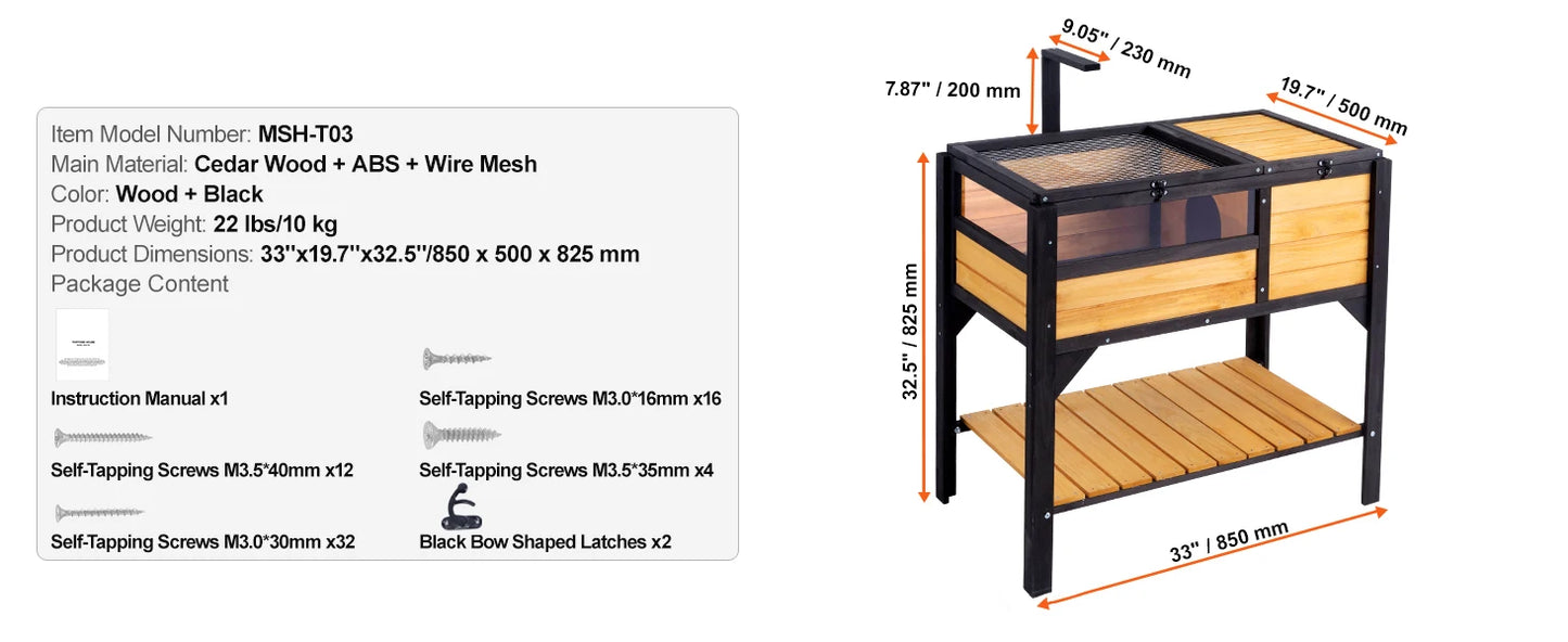 SucceBuy Tortoise Habitat Cedar Wood Enclosure With Lamp Holder