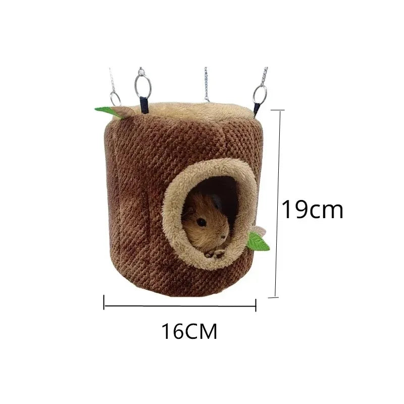 Tree Stump Shaped Hamster Nest And Hammock For Small Pets
