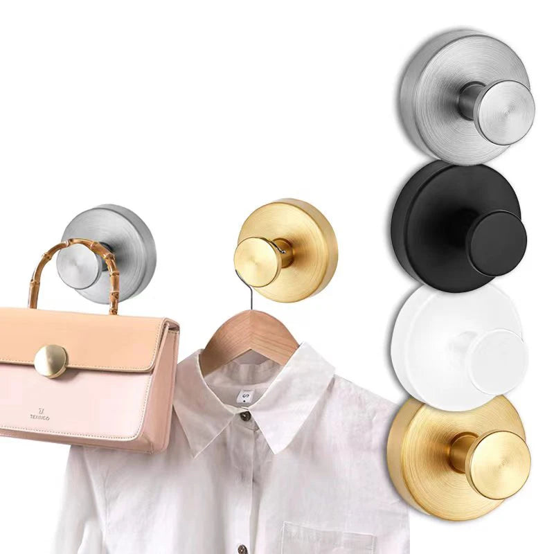 Reusable Stainless Steel Suction Cup Hook Waterproof Wall Mount Hooks Punch-free Kitchen Bathroom Wall Hanger Towel Clothes