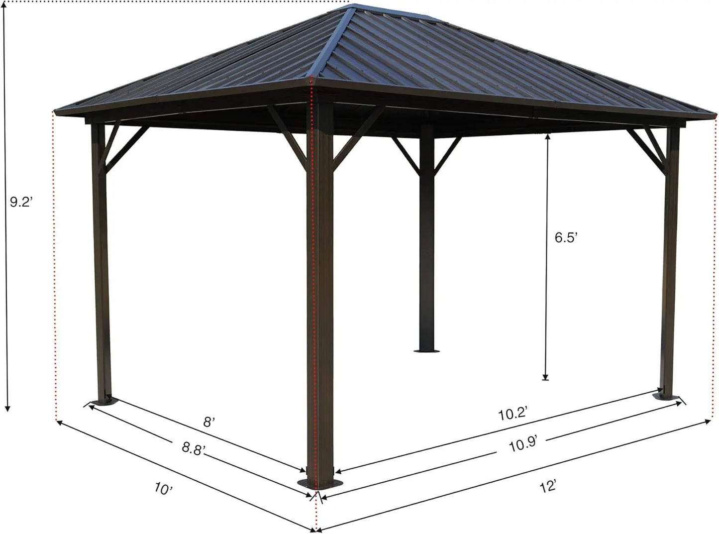 Rustproof Aluminum Hardtop Gazebo With Double Layer Sidewalls For Patio