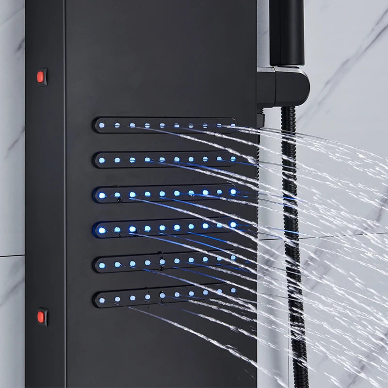 Quyanre LED Shower Panel Tower System With Rainfall Massage Jets
