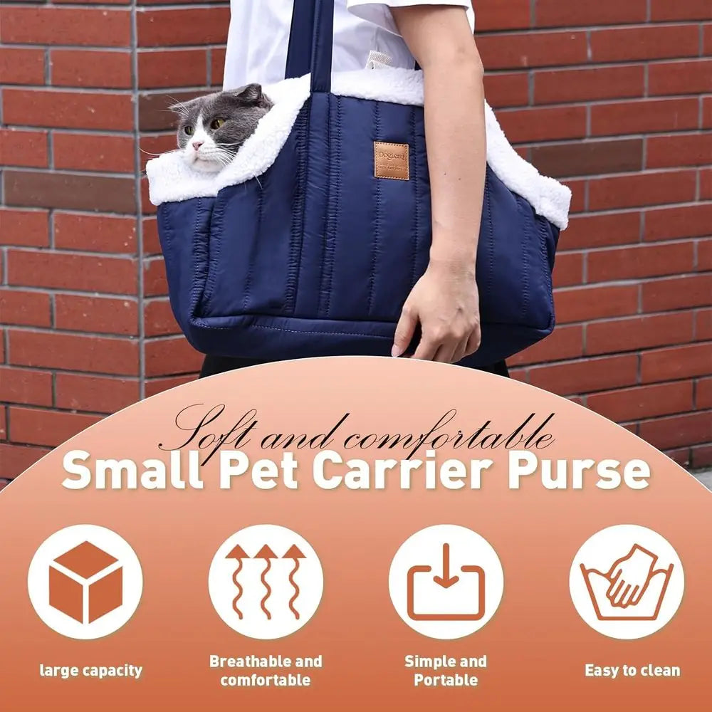 Winter Fleece Waterproof Dog Carrier Purse With Secure Harness Clip