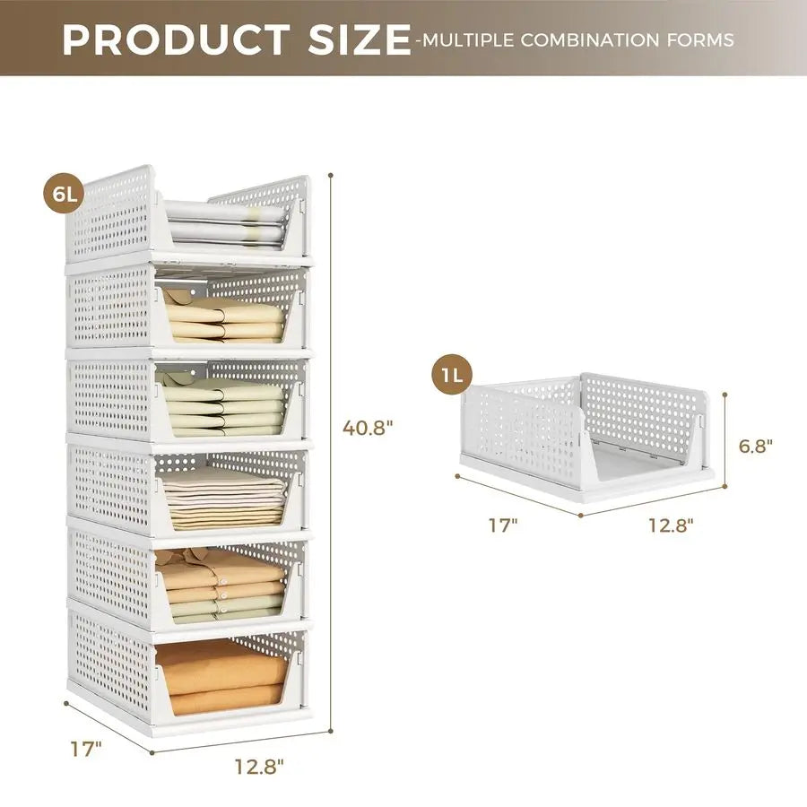 Stackable Plastic Drawer Bins for Closet Organization