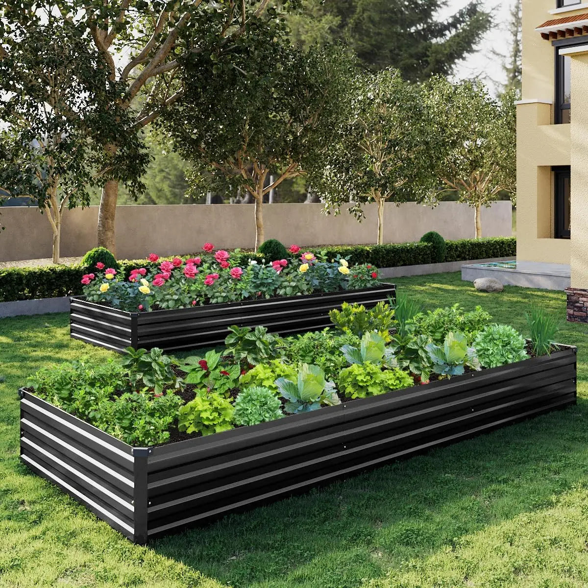 2-Pack Galvanized Steel Raised Garden Bed Kit for Vegetables