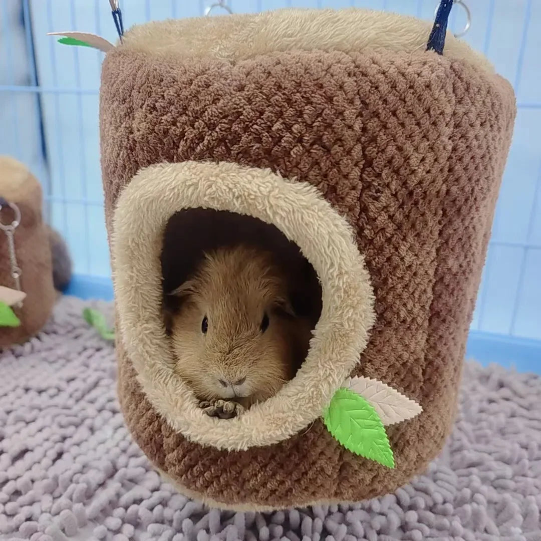 Tree Stump Shaped Hamster Nest And Hammock For Small Pets