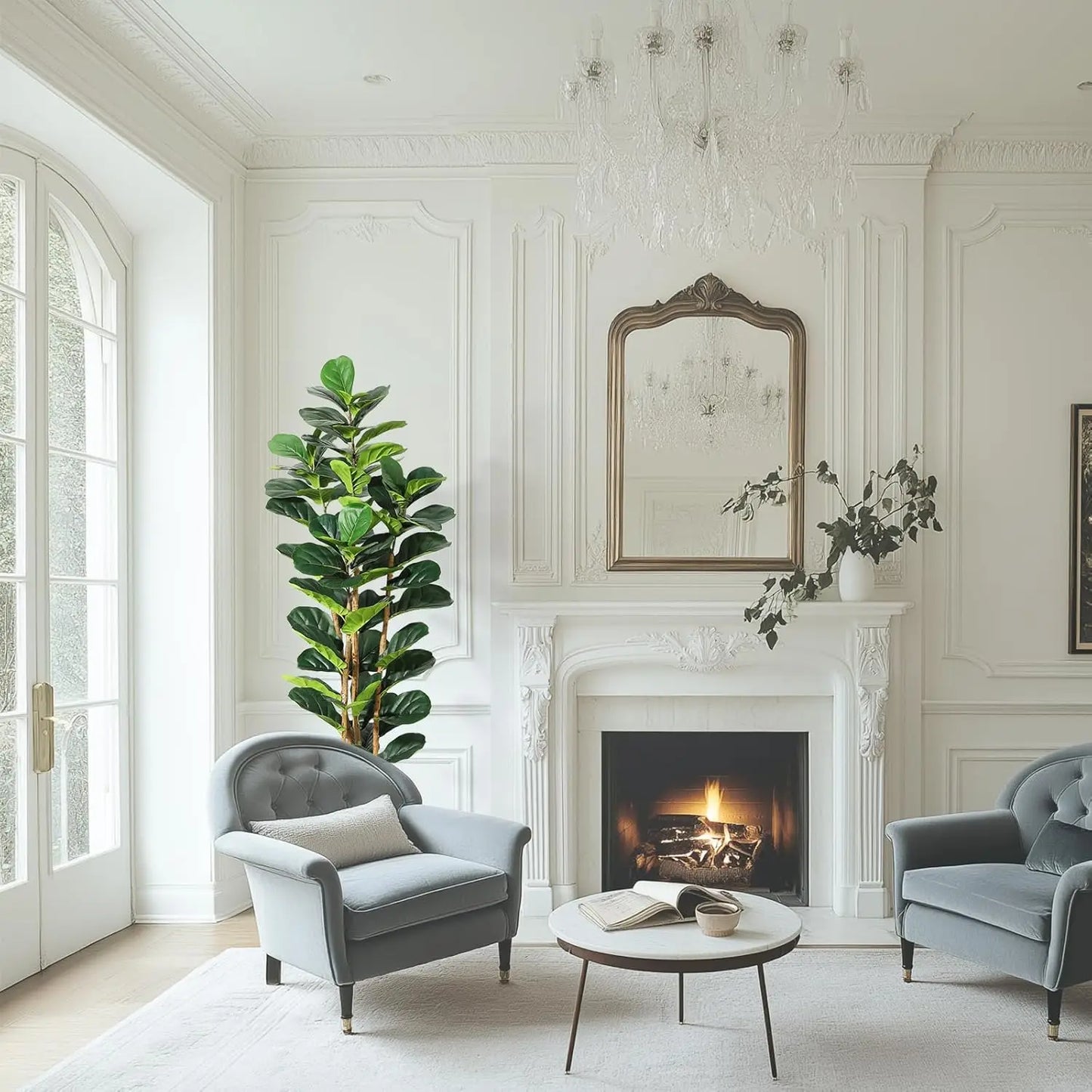 HiMISSCN Fiddle Leaf Fig Artificial Tree With Pot Indoor Decor