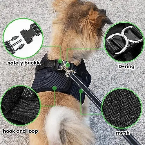 YTYIN Small Dog Harness AirTag Set With Reflective Leash