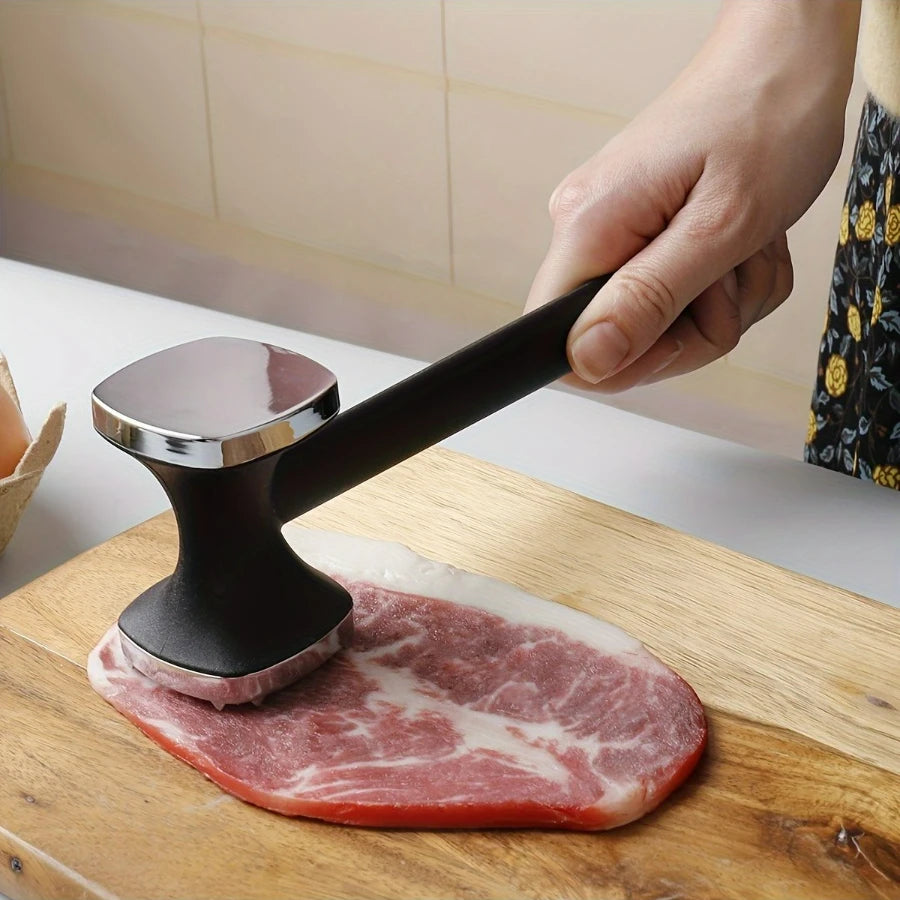 Stainless Steel Meat Tenderizer Mallet With Rubber Handle