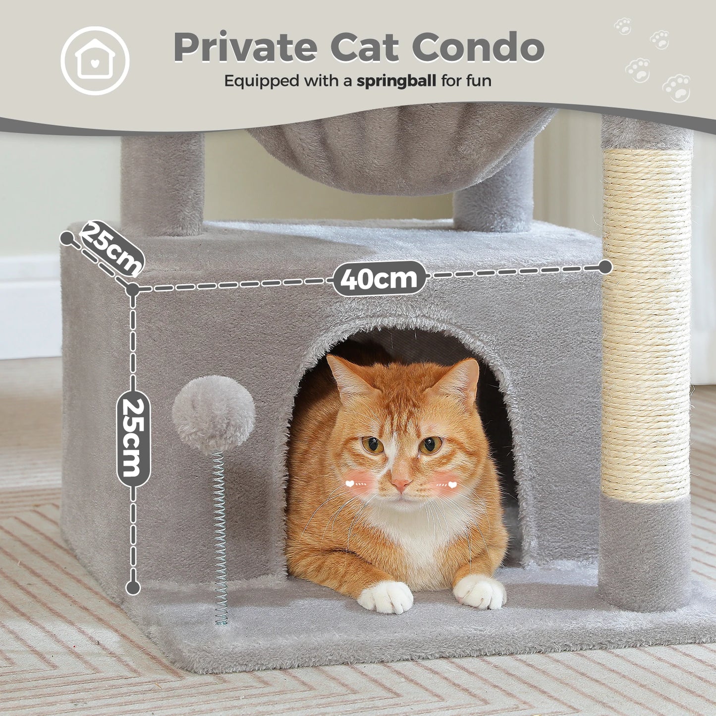 PAWZ Road 4-In-1 Cat Tree With Condo And Cozy Perch