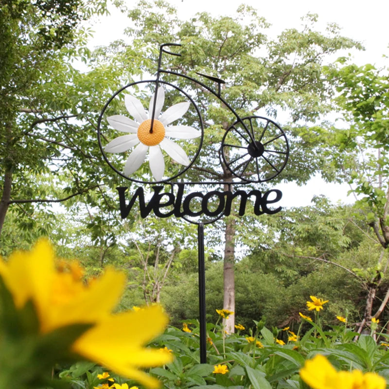 Outdoor Garden Daisy Windmill Decoration Metal Yard Art