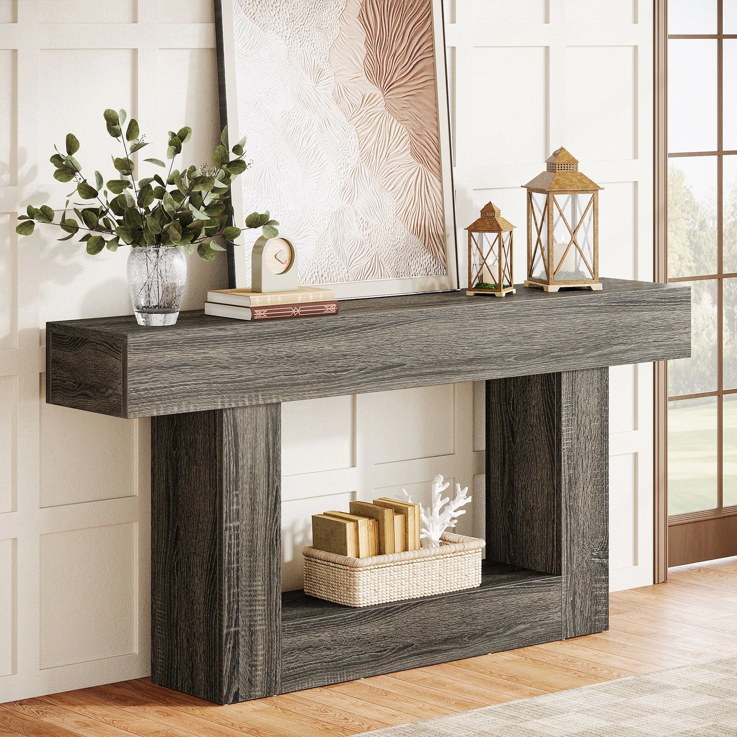 Tribesigns Farmhouse Console Table With U Shaped Base