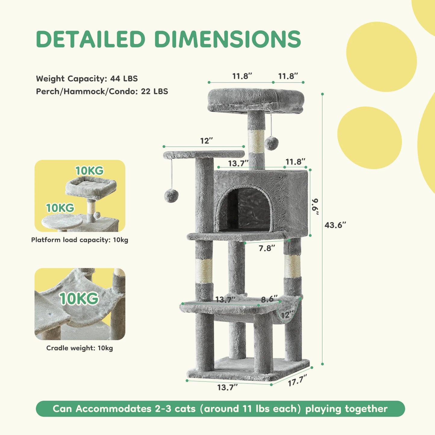 JHK Cat Tree Multi Cat Climbing Tower For Indoor Cats