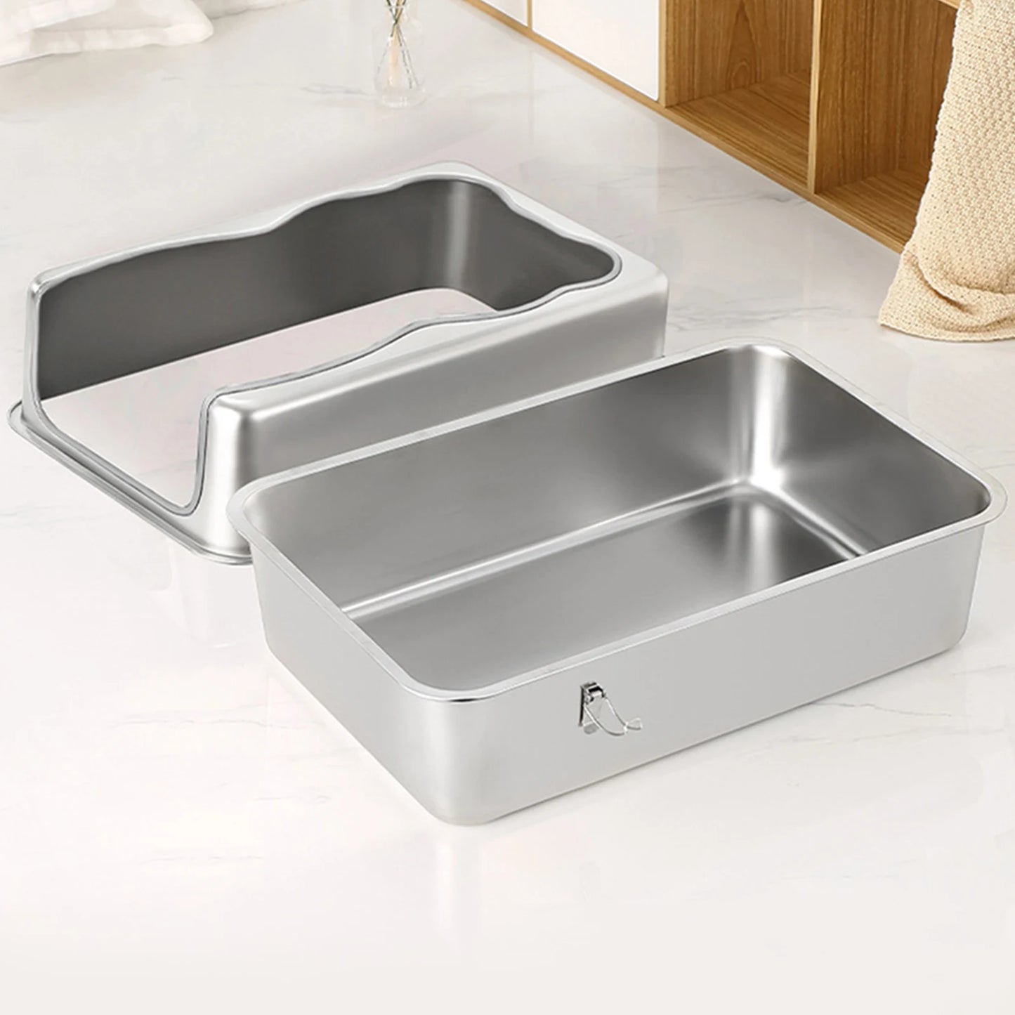 Stainless Steel Top Entry Sifting Litter Box With Lid
