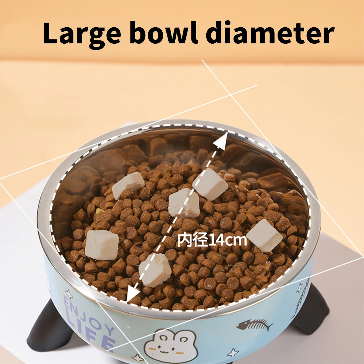 Cartoon Print Stainless Steel Pet Bowl For Dogs And Cats