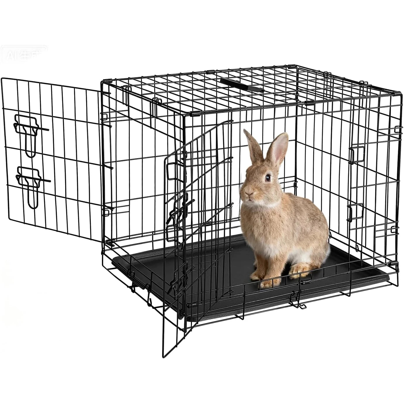 HiMISSCN Portable Folding Rabbit Cage With Slide Out Tray Doors