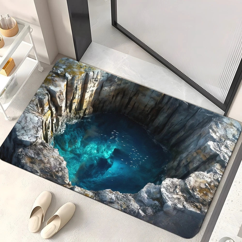 Washable Living Room Decoration Koi Carpet 3D Visual Effect Anti-slip Floor Mat Bathroom Door Rug Waterproof Rugs for Bathroom