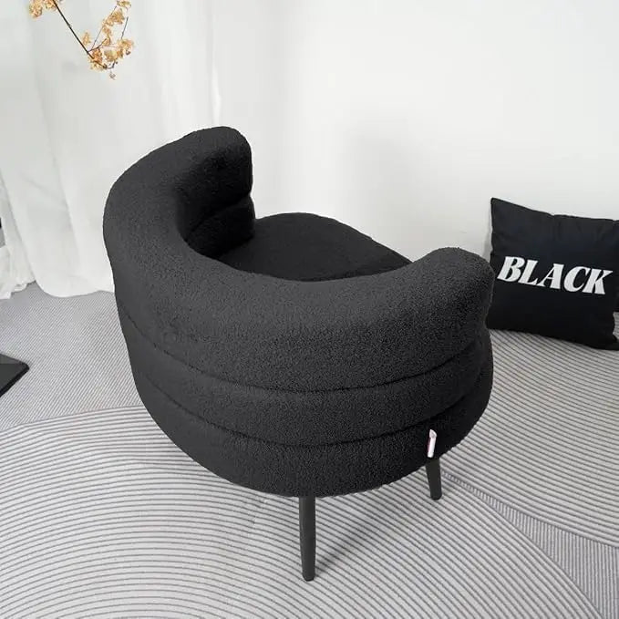 Accent Chair Sherpa Upholstered Boucle Modern White Fluffy Comfy Teddy Armchair Comfortable Reading Chair for Living Room Bedroo