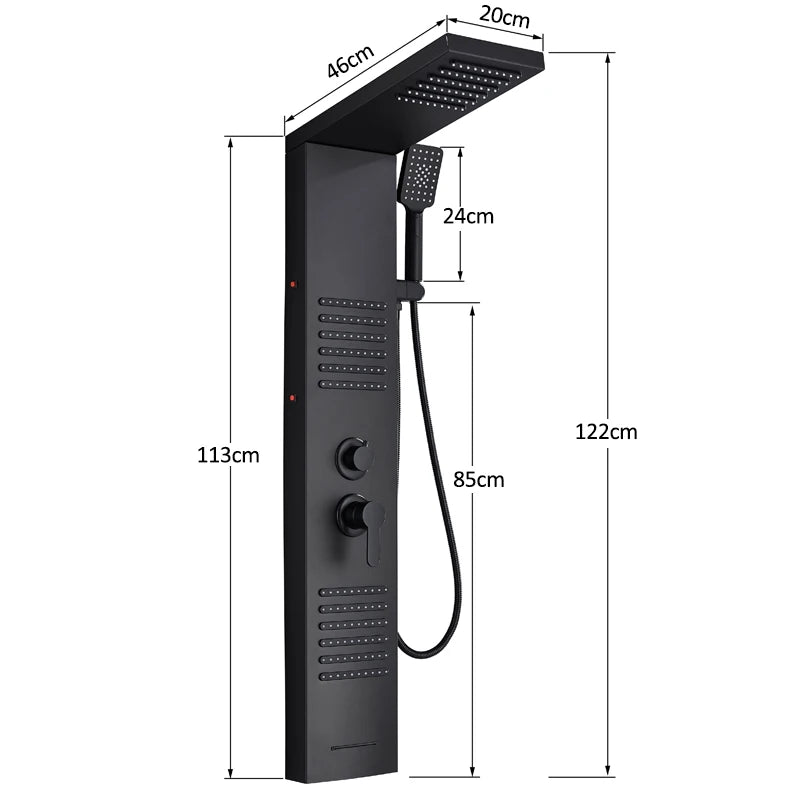 Quyanre LED Shower Panel Tower System With Rainfall Massage Jets
