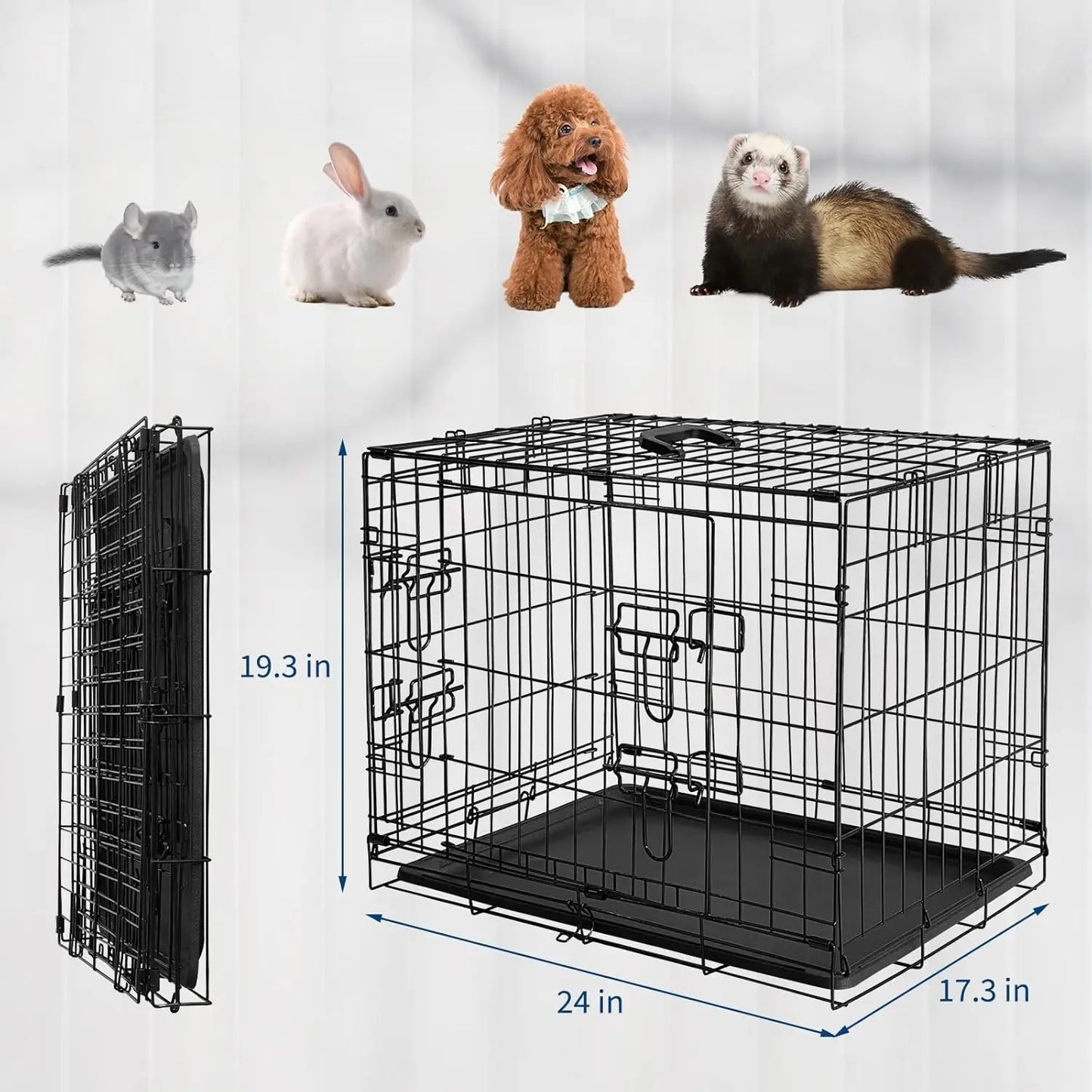 HiMISSCN Portable Folding Rabbit Cage With Slide Out Tray Doors