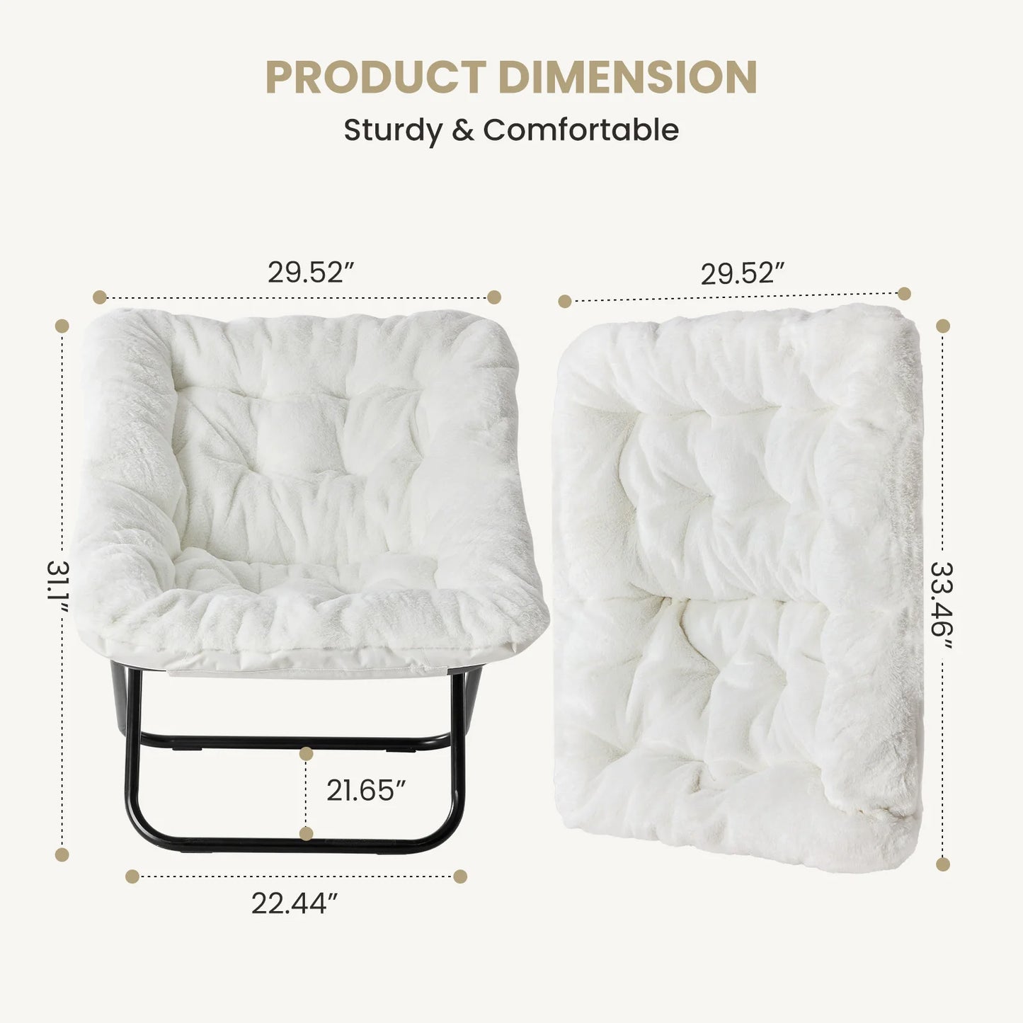 JHK Cozy Saucer Chairs With Soft Faux Fur Folding Lounge