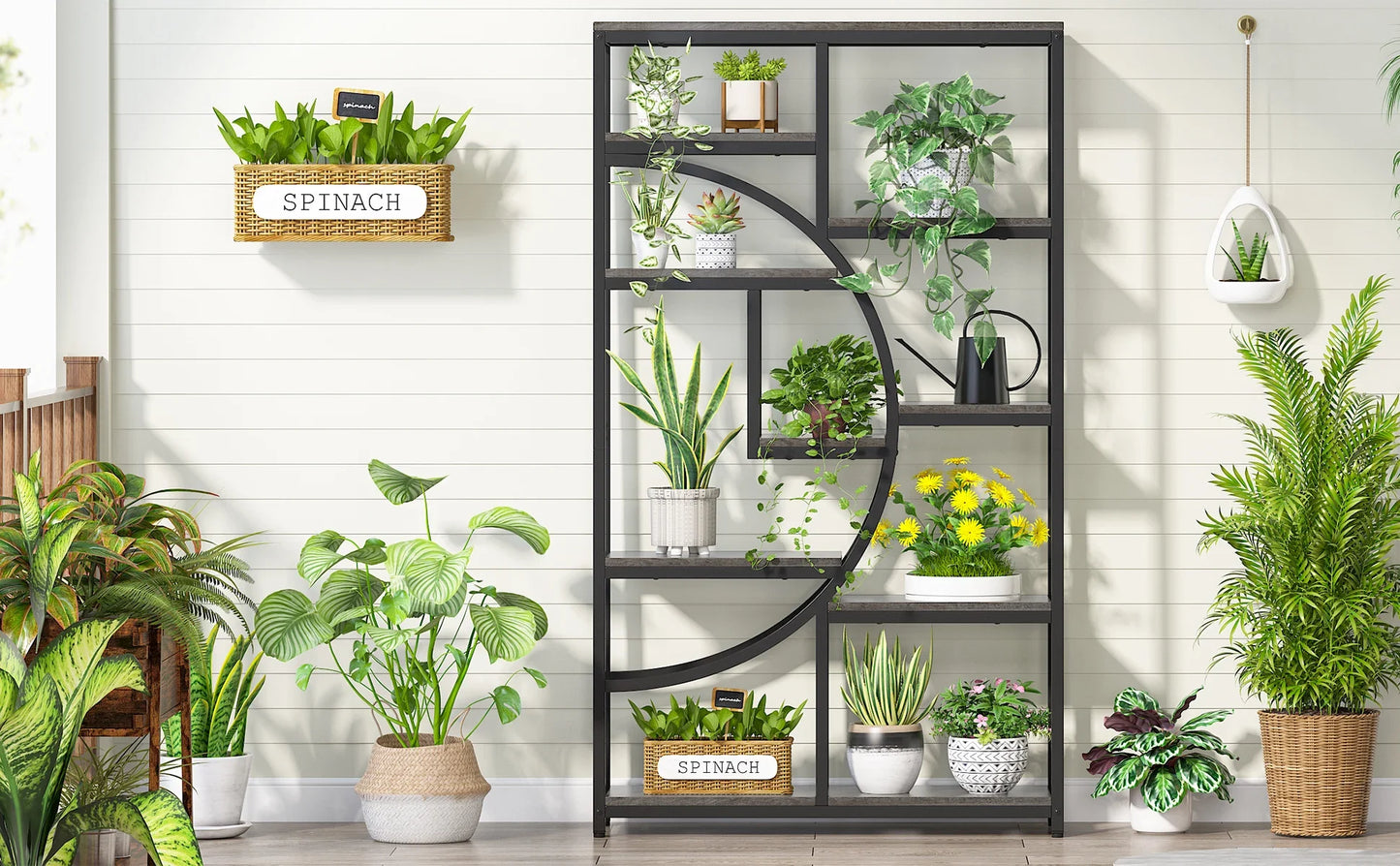 Tribesigns Industrial Etagere Bookshelf Freestanding Tall Display Shelf