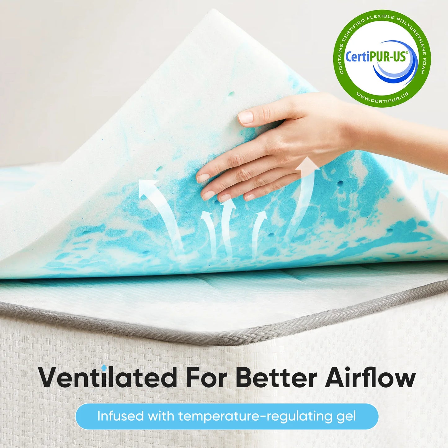 JHK Gel Memory Foam Mattress Topper