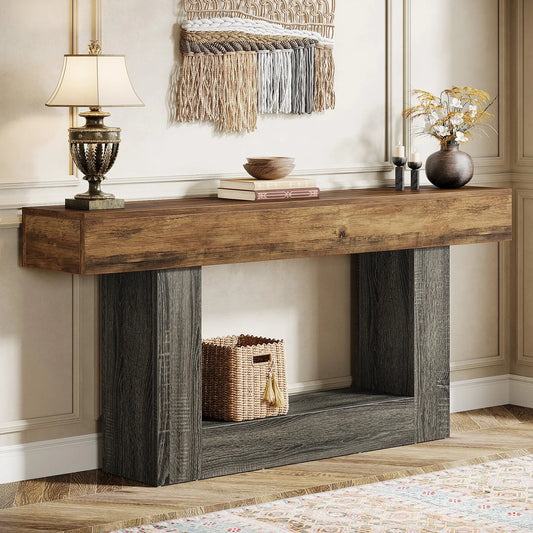 Tribesigns Farmhouse Console Table With U Shaped Base