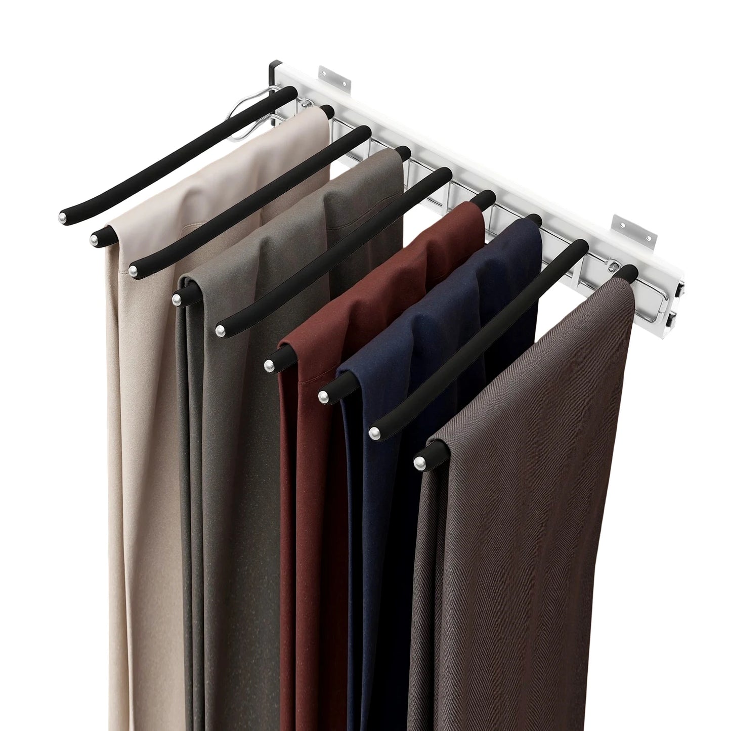 9 Arms Pull Out Trousers Rack Wardrobe Pants Organizer Retractable Closet Pants Hanger Right Left Side Mount