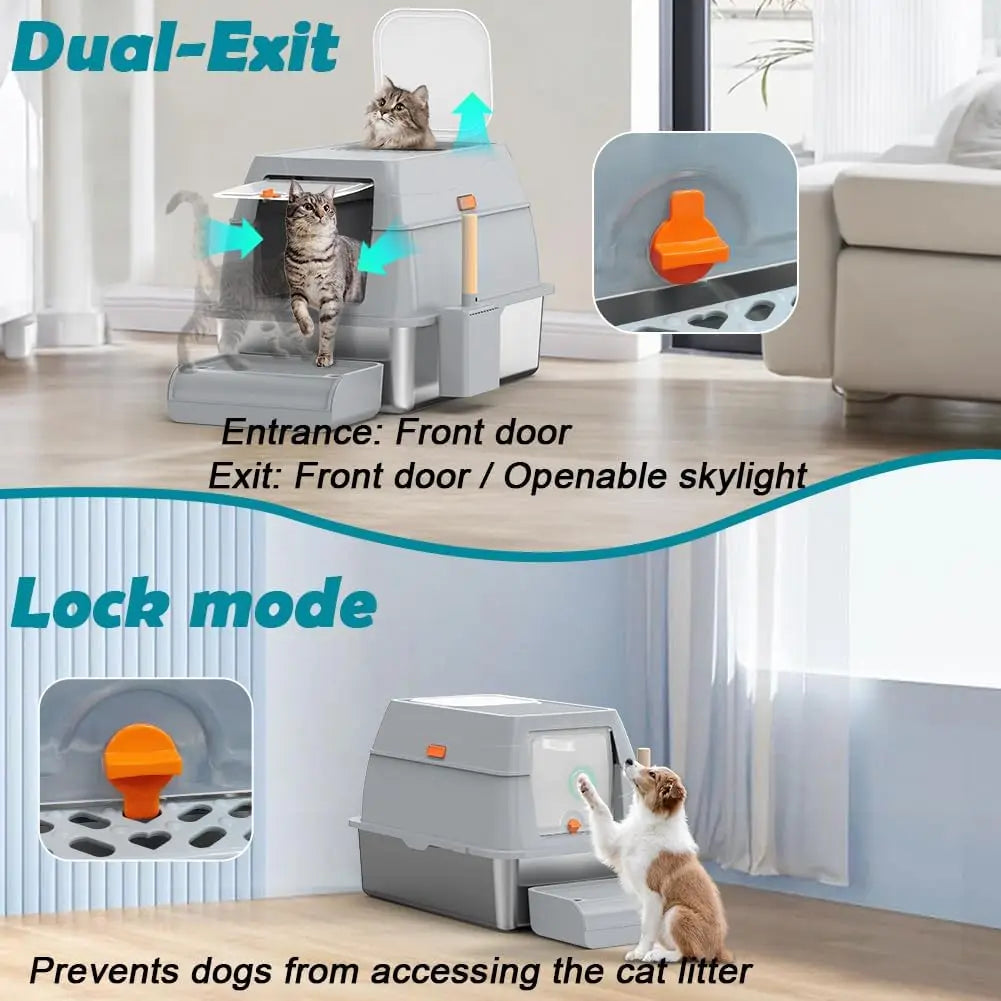 Stainless Steel Cat Litter Box With Lid And Scoop Included