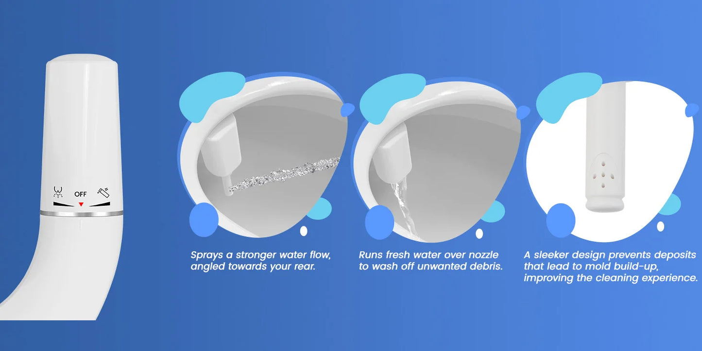 Ultra-Slim Bidet Attachment for Toilet - Dual Nozzle (Frontal & Self Cleaning) Hygienic Bidets for Existing Toilets