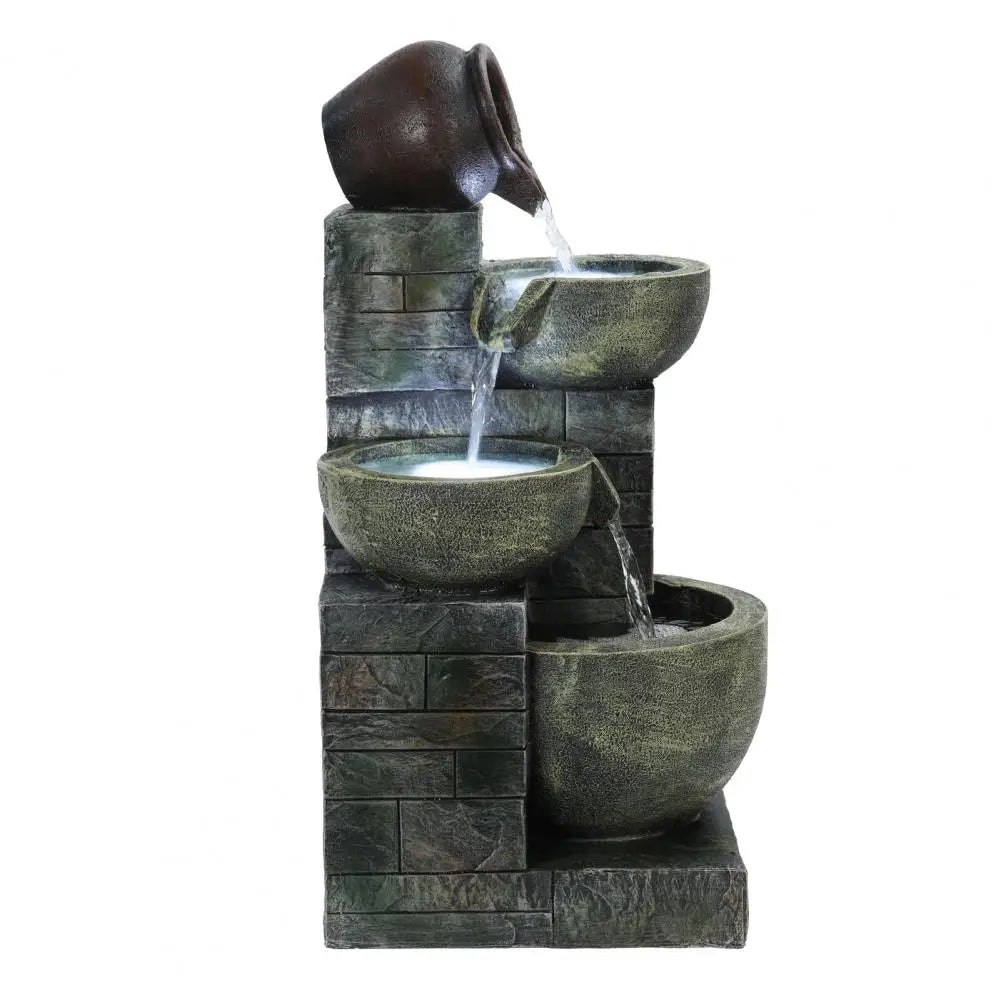 Flowing Water Rockery Fountain Ornament With Led Light For Garden