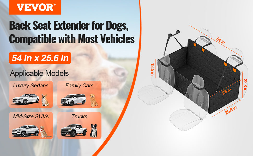 SucceBuy Back Seat Extender Dog Car Hammock With Mesh Window