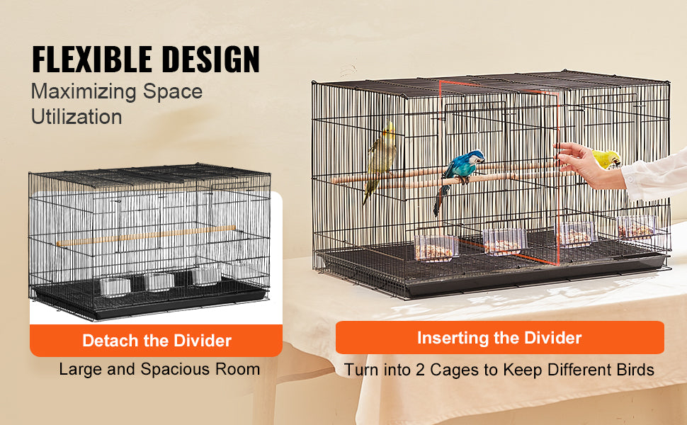 SucceBuy Flight Bird Cage With Divider And Travel Handle
