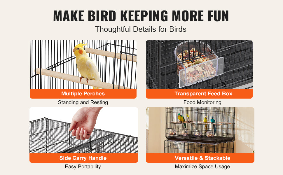 SucceBuy Flight Bird Cage With Divider And Travel Handle