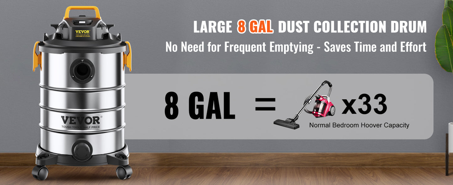 SucceBuy Stainless Steel Wet Dry Shop Vacuum Powerful Suction